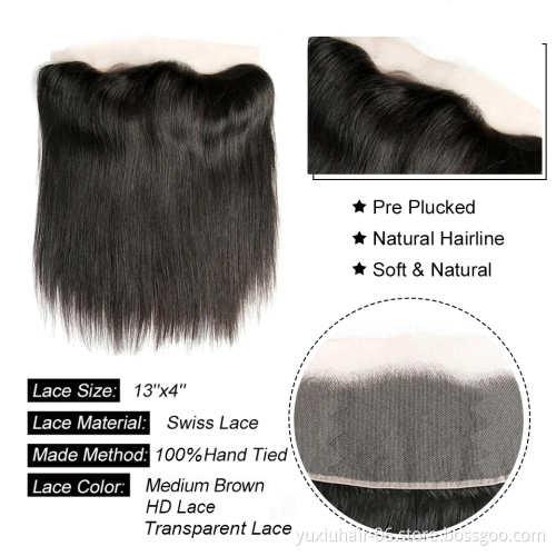 Wholesale Brazilian HD Lace Frontal Hair With 40Inch Bundles Virgin Cuticle Aligned Human Hair 13by4 Lace Frontal Hair Extension